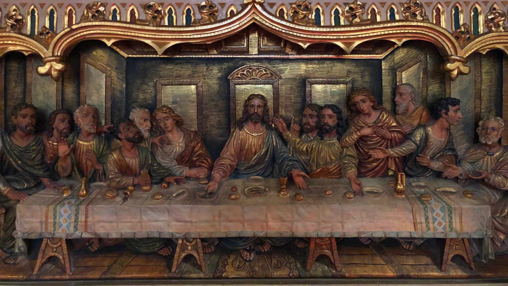 Imagen de la última cena del altar de la Iglesia